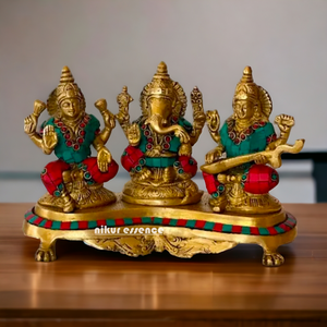 Brass Ganesha Lakshmi Saraswati Idols