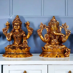 Brass Ganesha–Lakshmi Idols