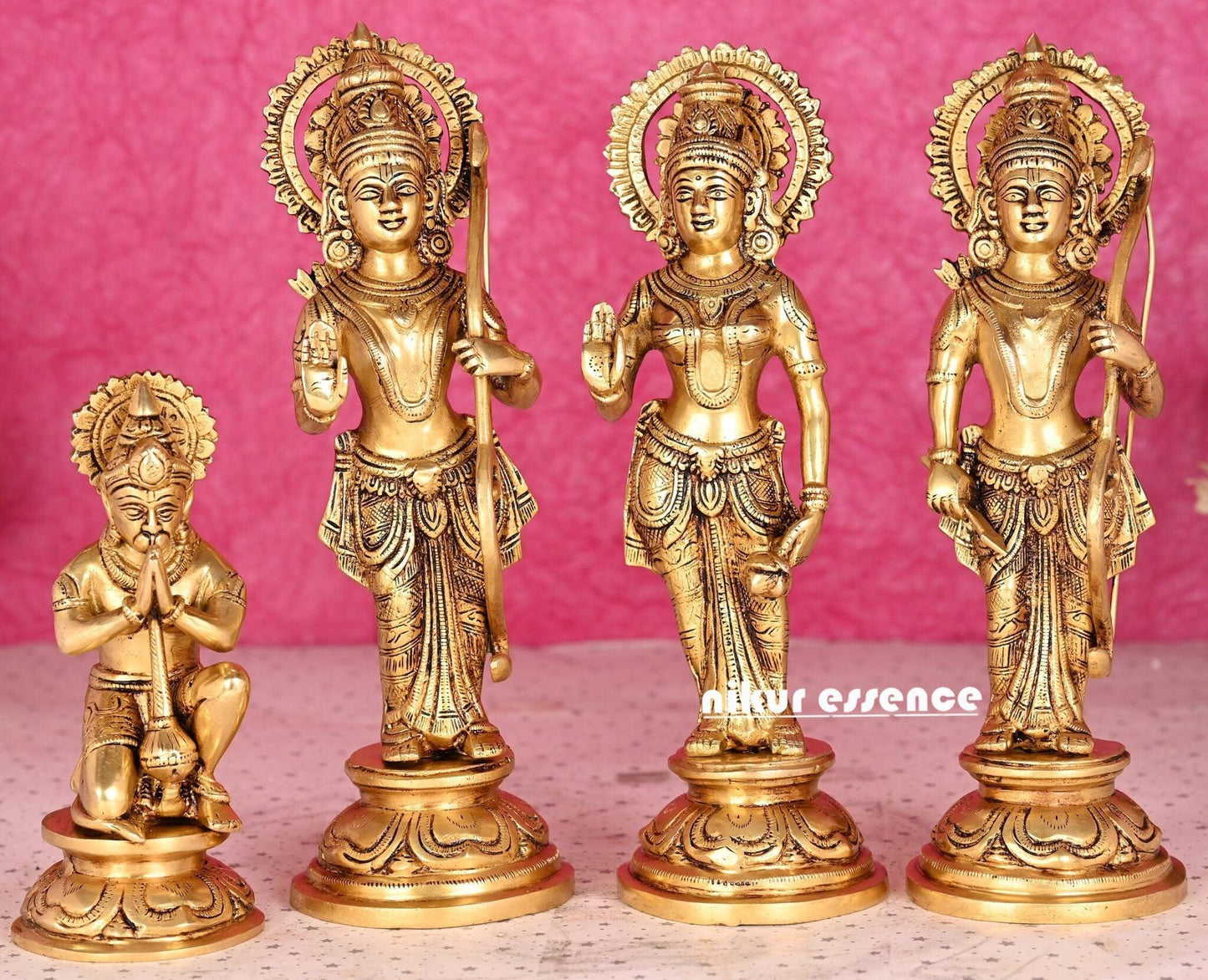 Brass Ram Darbar Statue - Rama with Laxman, Sita, and Hanuman Figurine Nikuressence