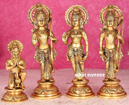 Brass Ram Darbar Statue - Rama with Laxman, Sita, and Hanuman Figurine Nikuressence