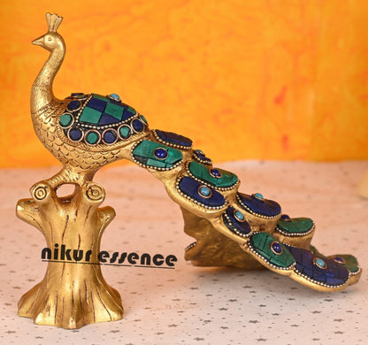 Peacock Perfection Personified: Intricately Designed and Beautifully Crafted Brass Statue for Home Decor and Spiritual Growth Nikuressence
