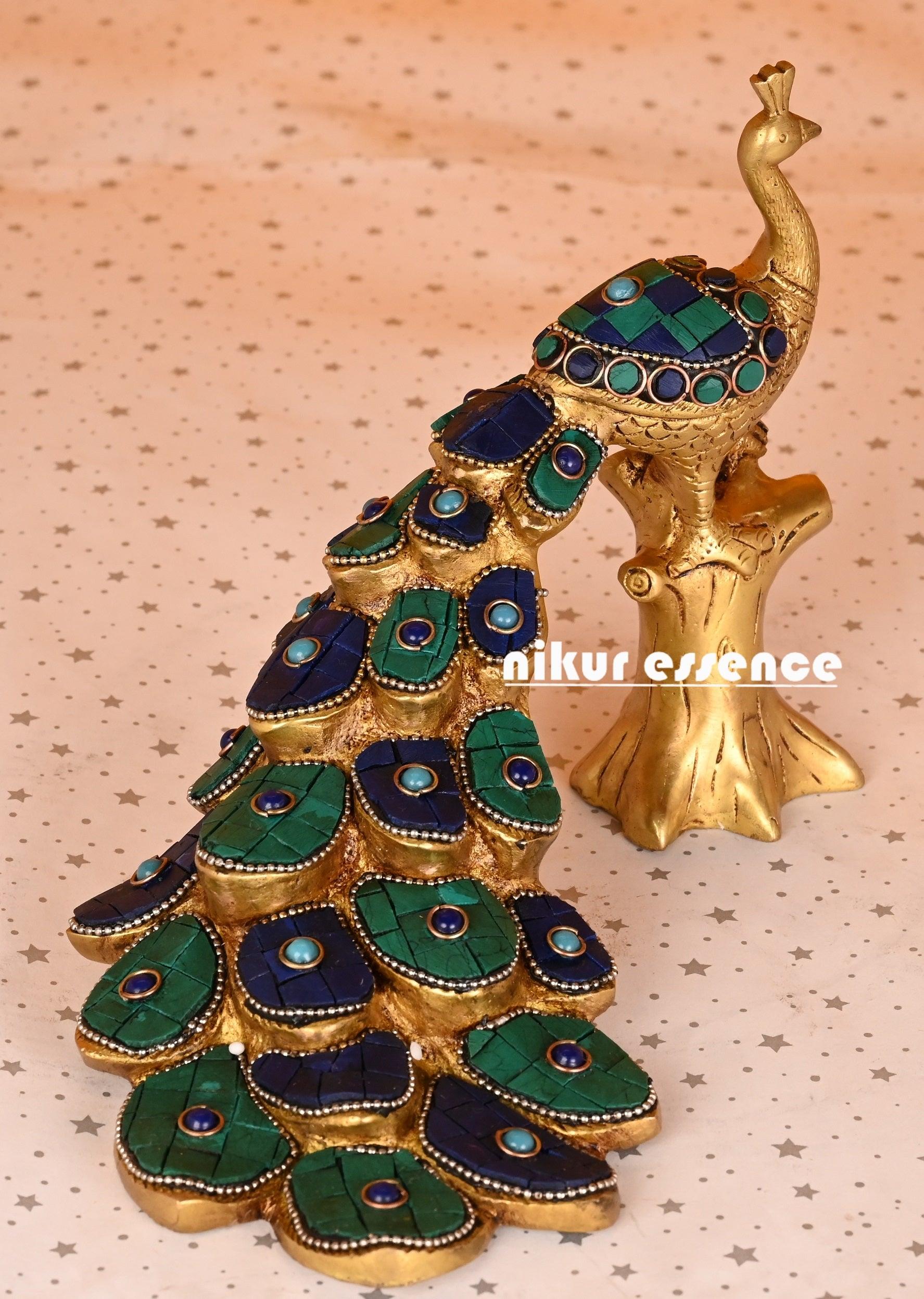 Peacock Perfection Personified: Intricately Designed and Beautifully Crafted Brass Statue for Home Decor and Spiritual Growth Nikuressence