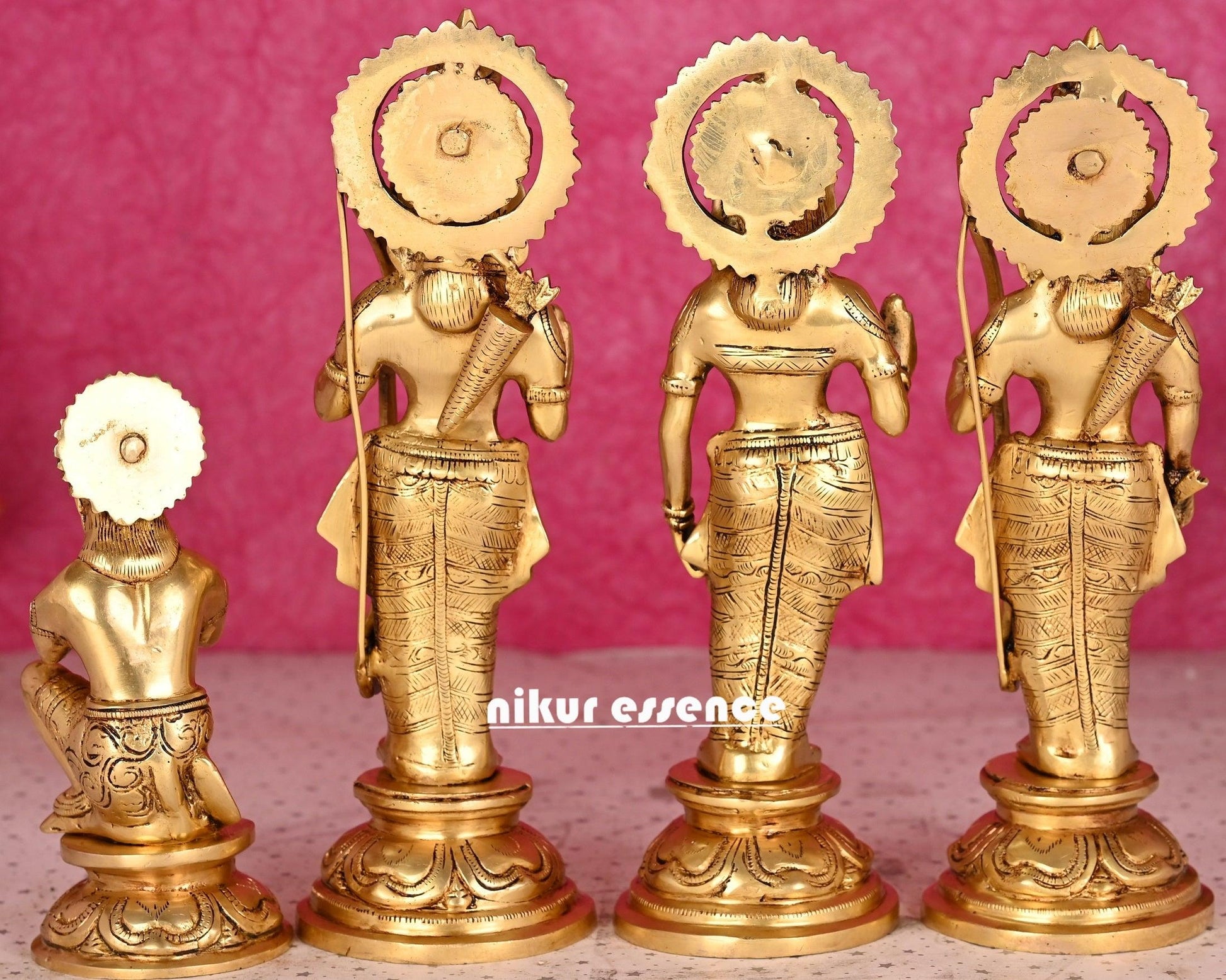 Brass Ram Darbar Statue - Rama with Laxman, Sita, and Hanuman Figurine Nikuressence
