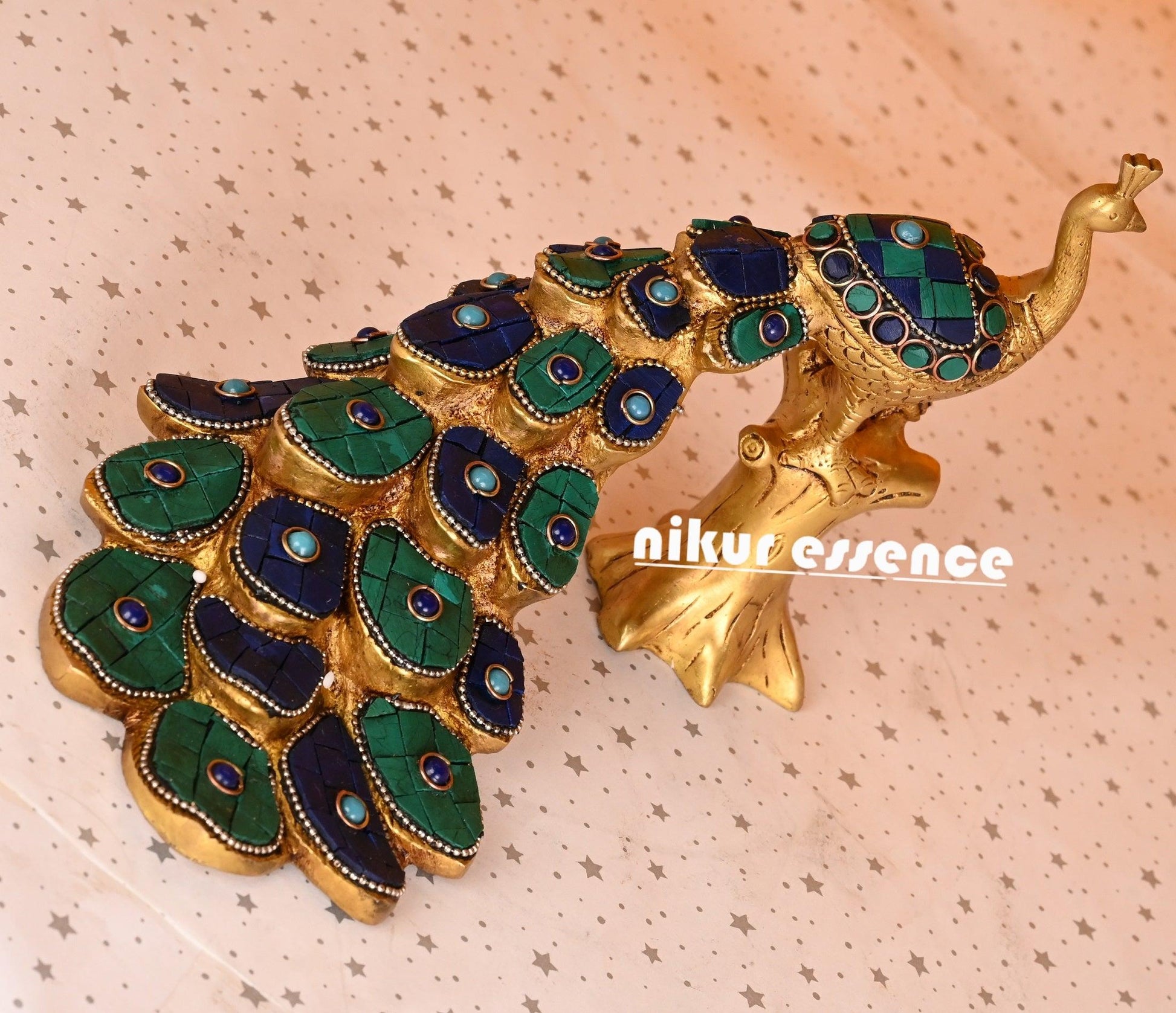 Peacock Perfection Personified: Intricately Designed and Beautifully Crafted Brass Statue for Home Decor and Spiritual Growth Nikuressence