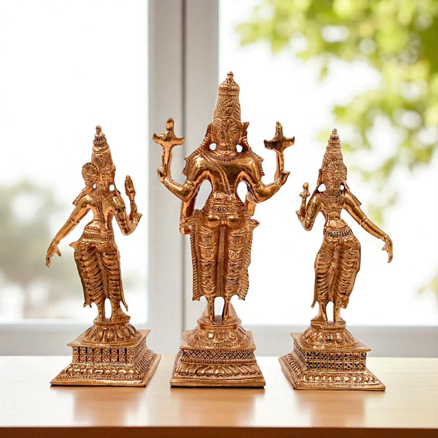 panchaloha vishnu sridevi bhudevi standing statue 6.5 inches Nikuressence