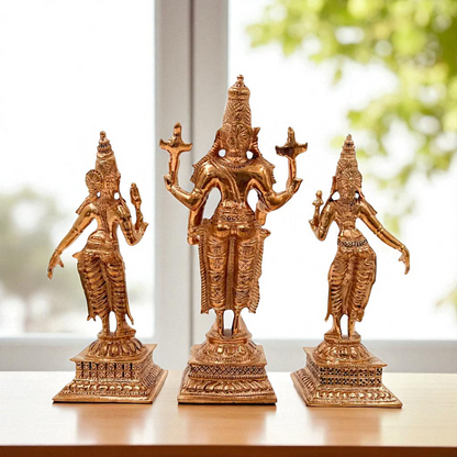 panchaloha vishnu sridevi bhudevi standing statue 6.5 inches Nikuressence