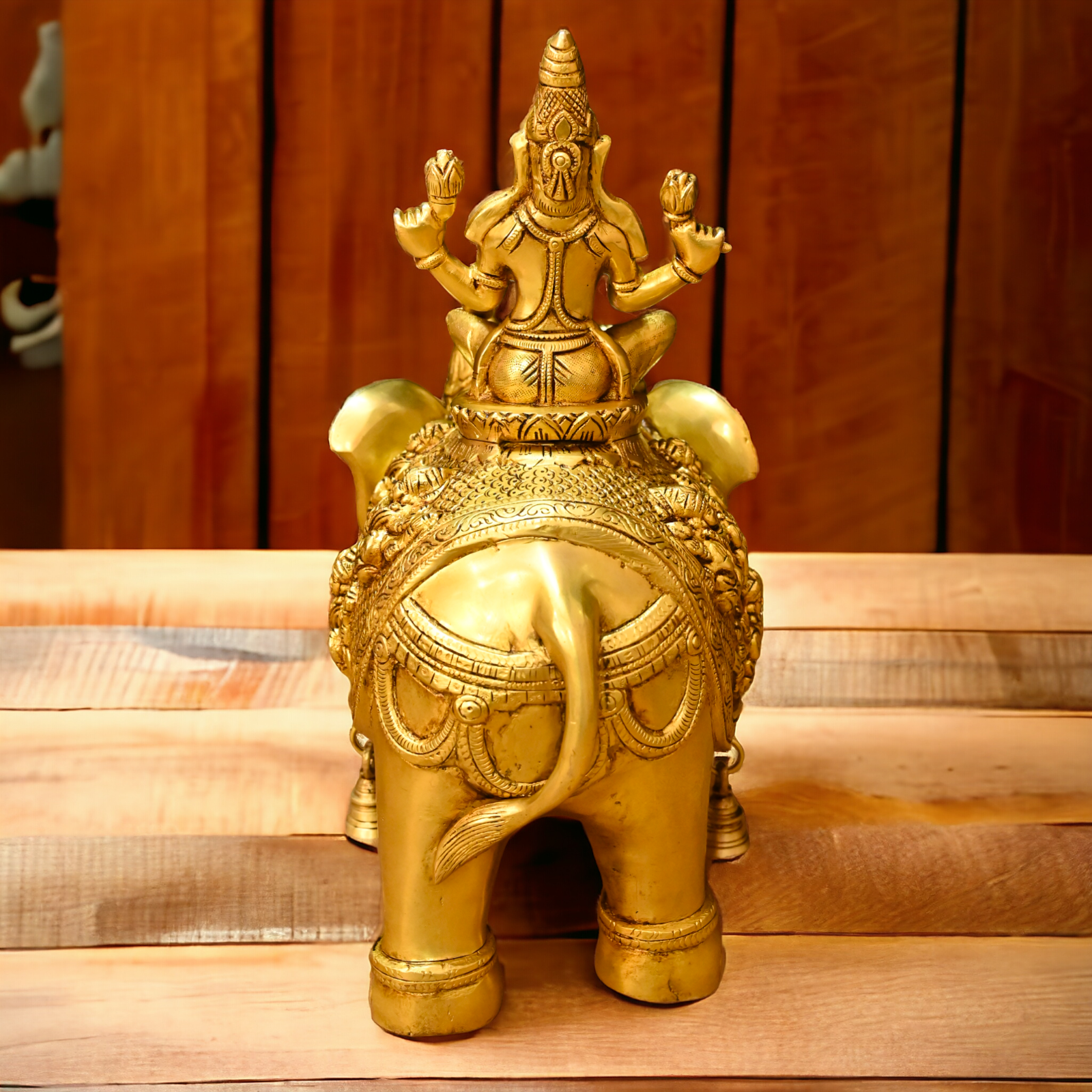 Buy Bass Statue of Lakshmi Seated Gracefully on an Elephant with Trunk Raised – Symbol of Prosperity, Abundance, and Divine Blessings Nikuressence