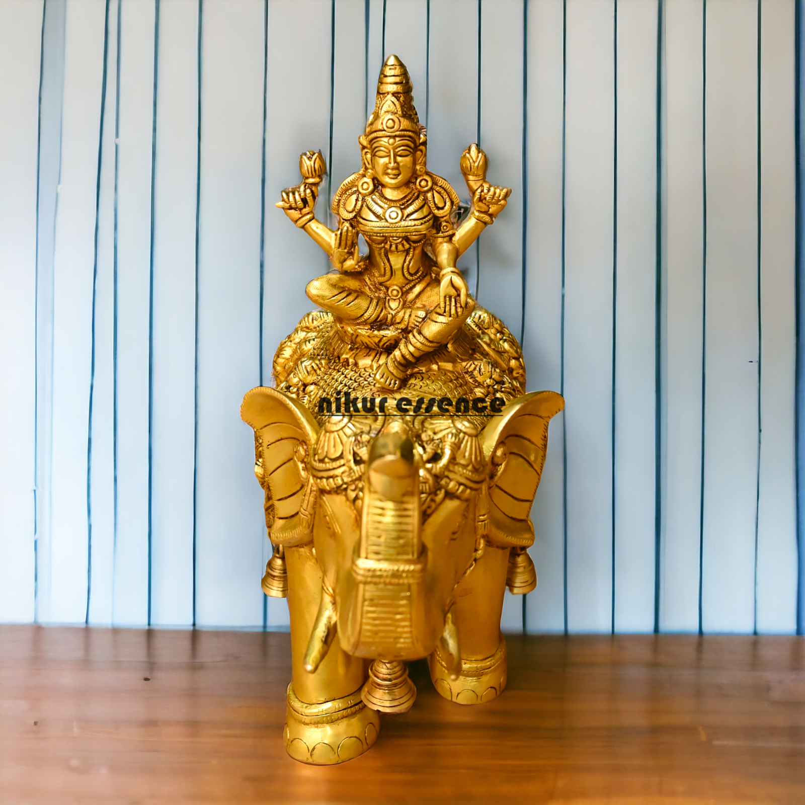 Buy Bass Statue of Lakshmi Seated Gracefully on an Elephant with Trunk Raised – Symbol of Prosperity, Abundance, and Divine Blessings Nikuressence