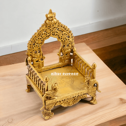 Buy Bhagwan Palki Chowki in brass, 8 Inches Handcrafted Hindu Deity Processional Seat Nikuressence