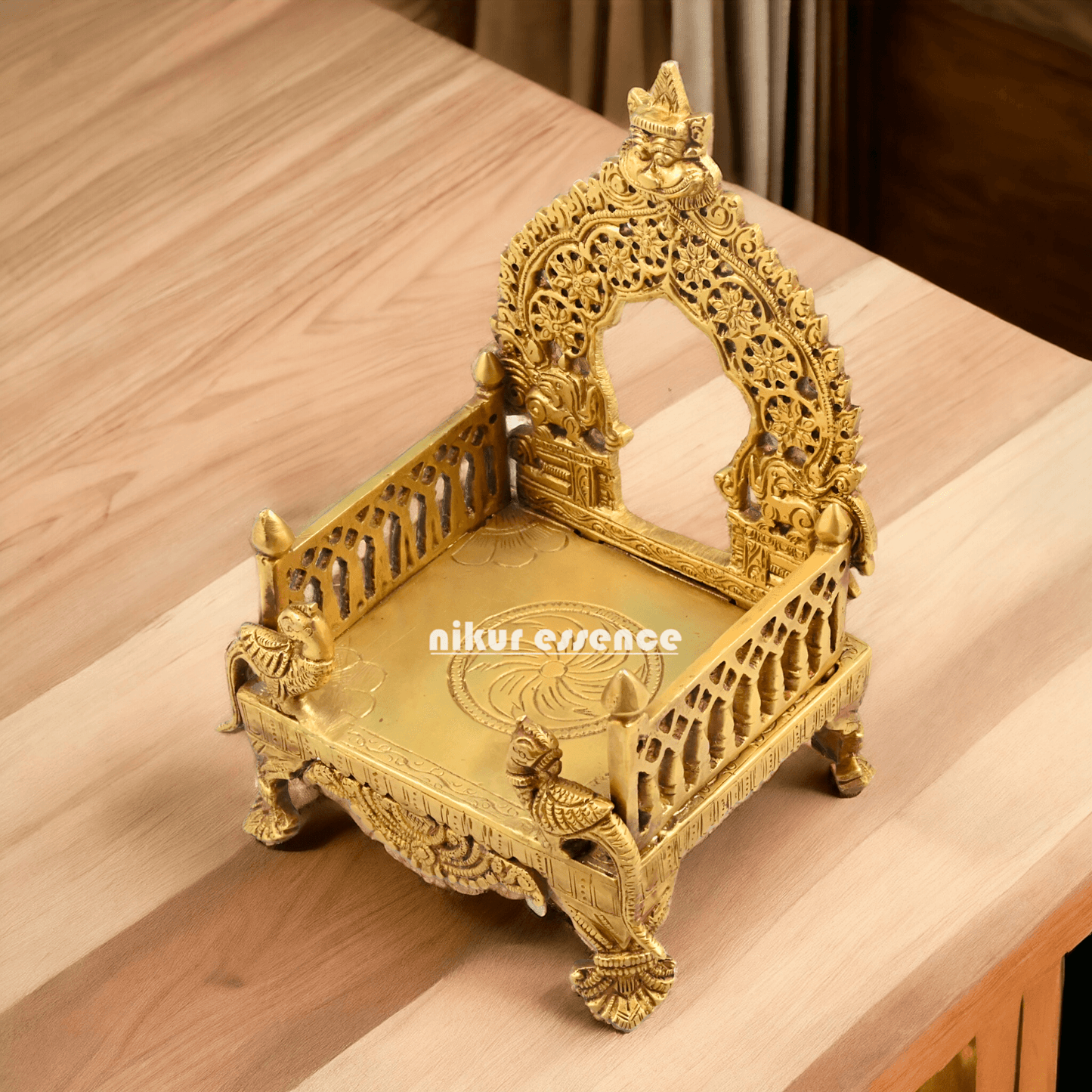 Buy Bhagwan Palki Chowki in brass, 8 Inches Handcrafted Hindu Deity Processional Seat Nikuressence