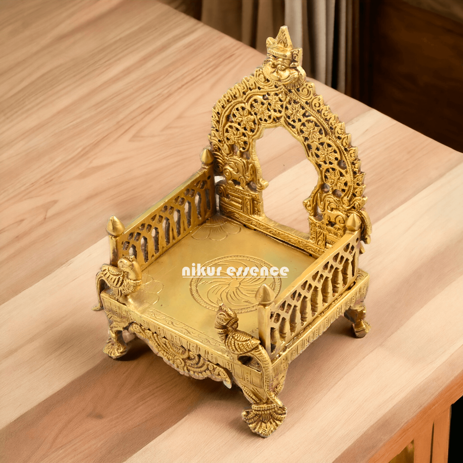 Buy Bhagwan Palki Chowki in brass, 8 Inches Handcrafted Hindu Deity Processional Seat Nikuressence