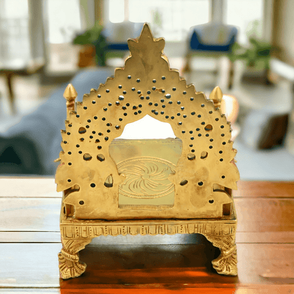 Buy Bhagwan Palki Chowki in brass, 8 Inches Handcrafted Hindu Deity Processional Seat Nikuressence