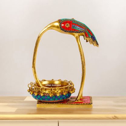 Buy solid brass 30 cm Flamingo Urli Elegant Decorative Water Bowl for Traditional and Modern Home Nikuressence