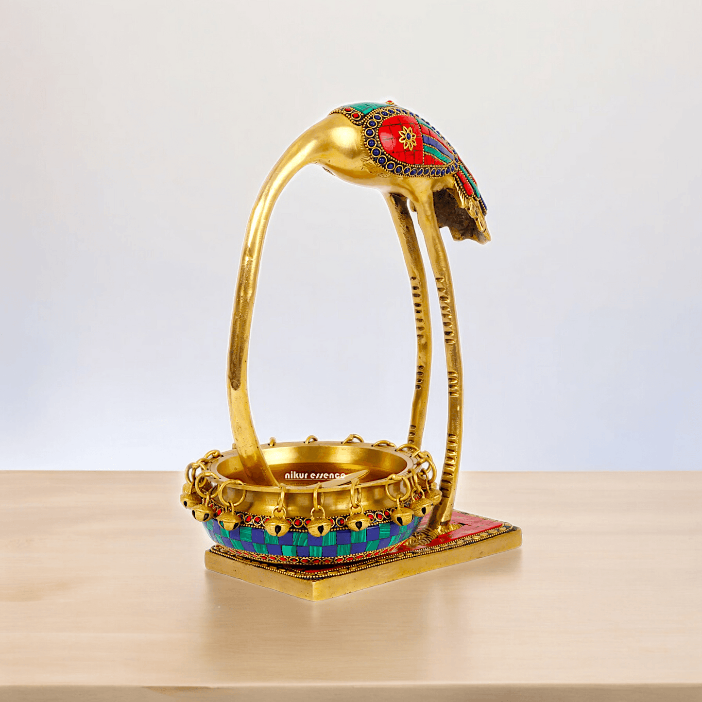Buy solid brass 30 cm Flamingo Urli Elegant Decorative Water Bowl for Traditional and Modern Home Nikuressence