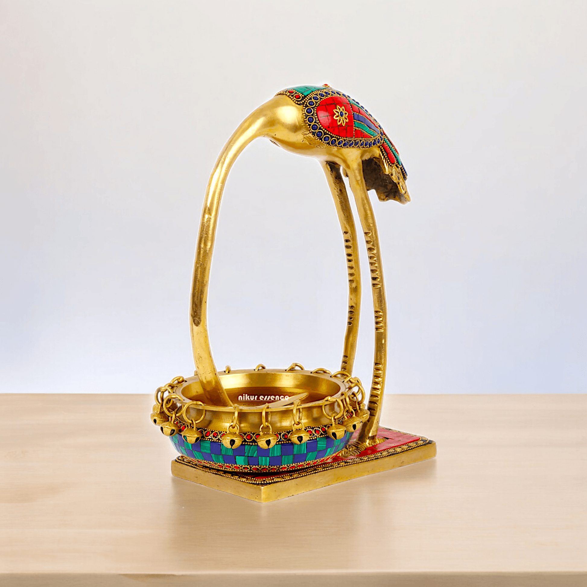 Buy solid brass 30 cm Flamingo Urli Elegant Decorative Water Bowl for Traditional and Modern Home Nikuressence