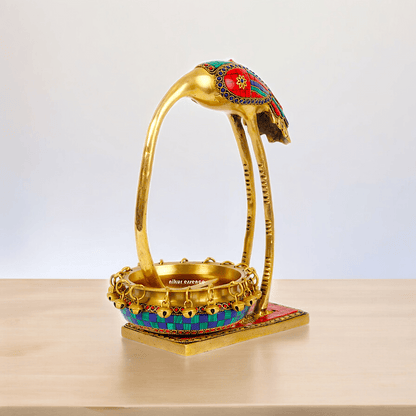 Buy solid brass 30 cm Flamingo Urli Elegant Decorative Water Bowl for Traditional and Modern Home Nikuressence