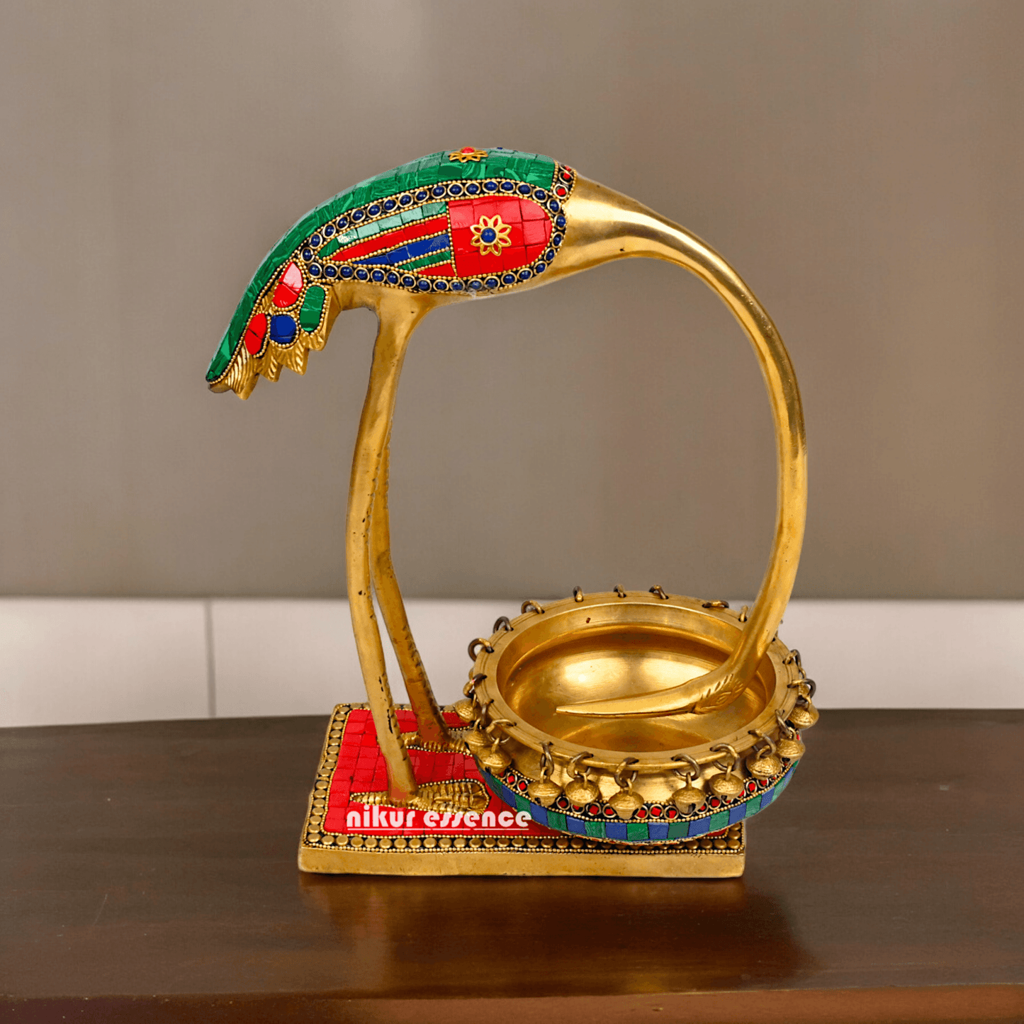 Buy solid brass 30 cm Flamingo Urli Elegant Decorative Water Bowl for Traditional and Modern Home Nikuressence