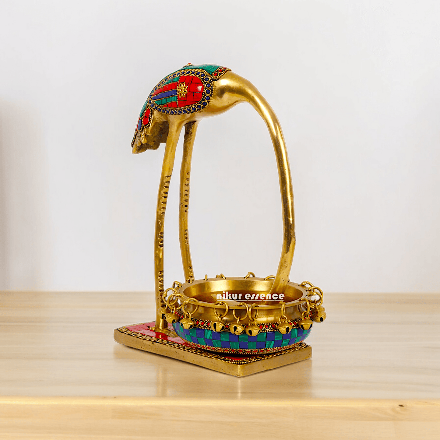 Buy solid brass 30 cm Flamingo Urli Elegant Decorative Water Bowl for Traditional and Modern Home Nikuressence
