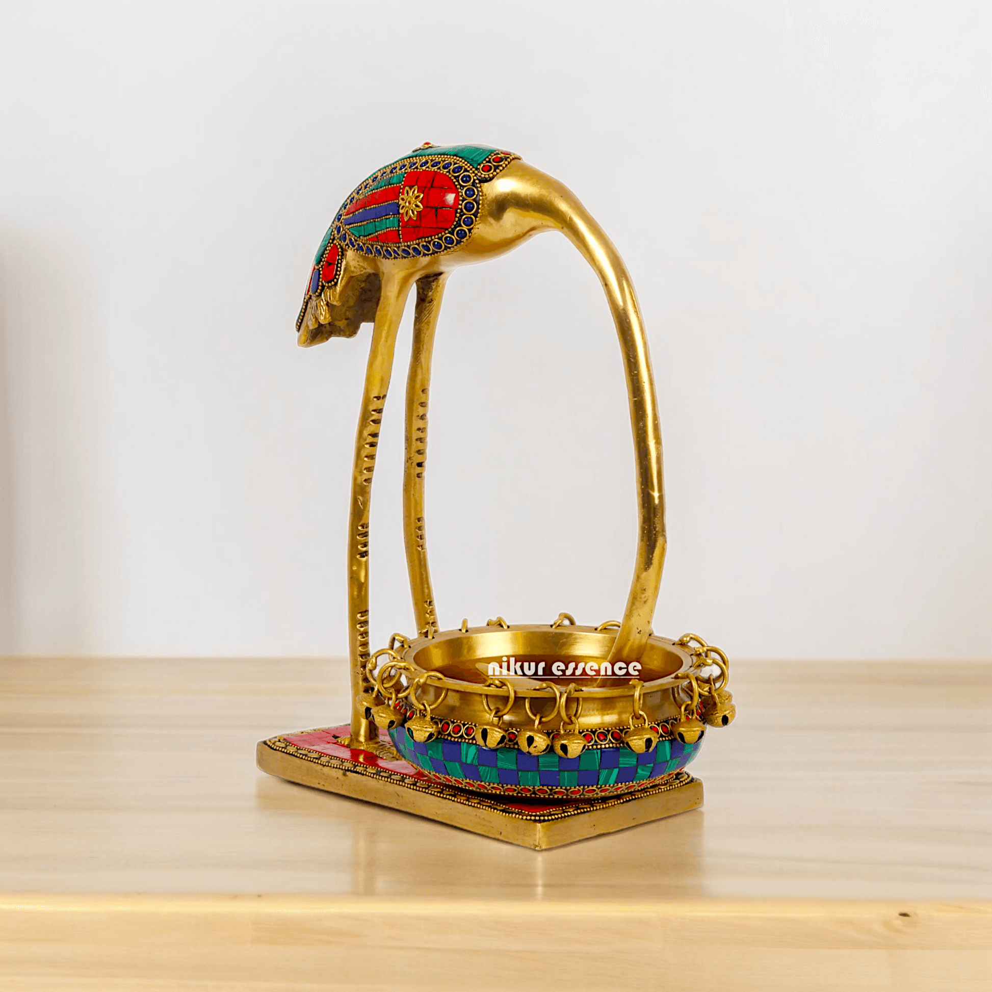 Buy solid brass 30 cm Flamingo Urli Elegant Decorative Water Bowl for Traditional and Modern Home Nikuressence