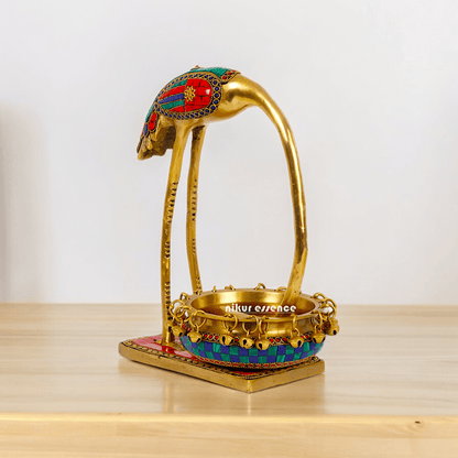 Buy solid brass 30 cm Flamingo Urli Elegant Decorative Water Bowl for Traditional and Modern Home Nikuressence