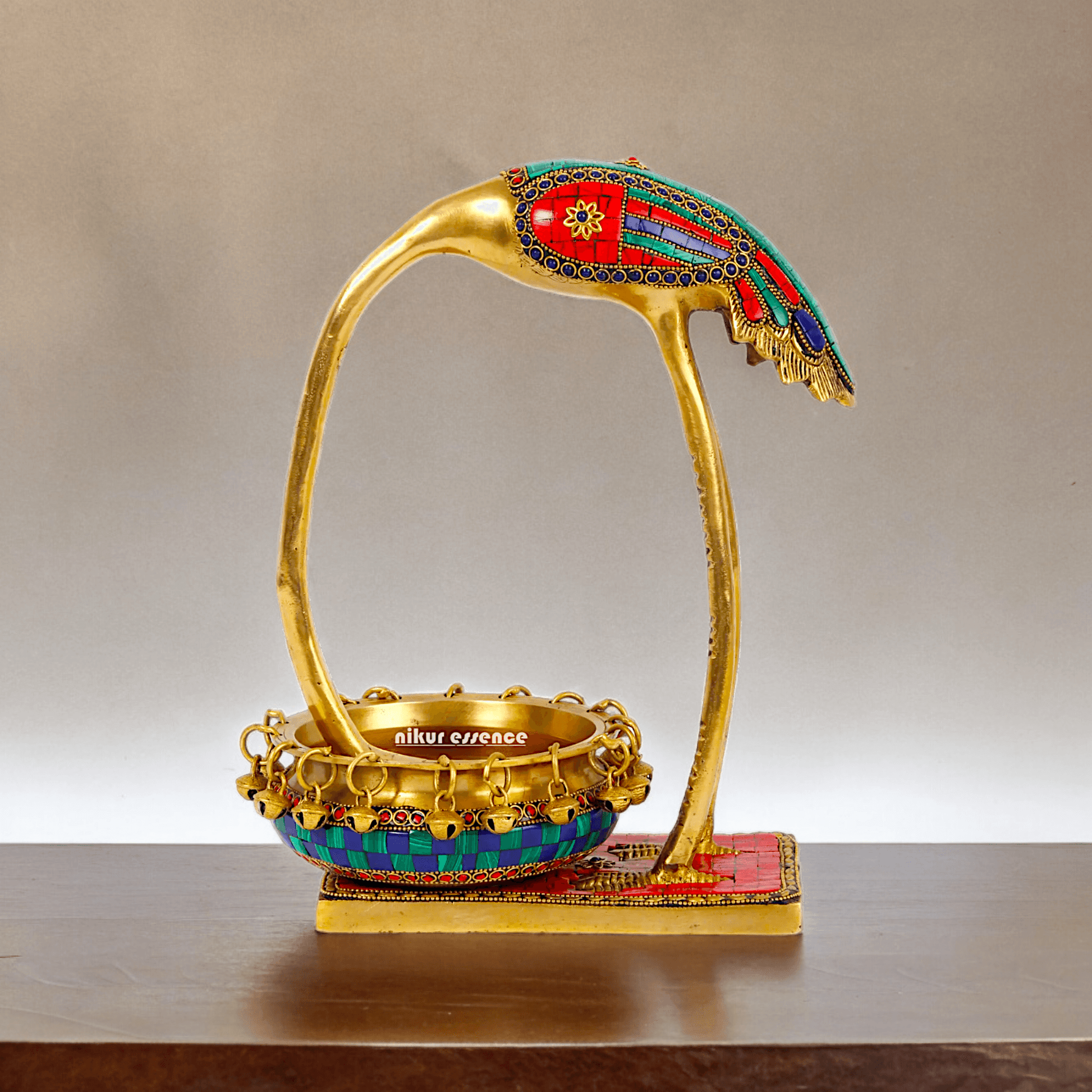 Buy solid brass 30 cm Flamingo Urli Elegant Decorative Water Bowl for Traditional and Modern Home Nikuressence