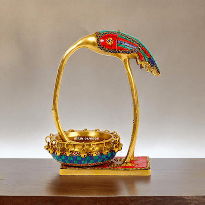 Buy solid brass 30 cm Flamingo Urli Elegant Decorative Water Bowl for Traditional and Modern Home Nikuressence