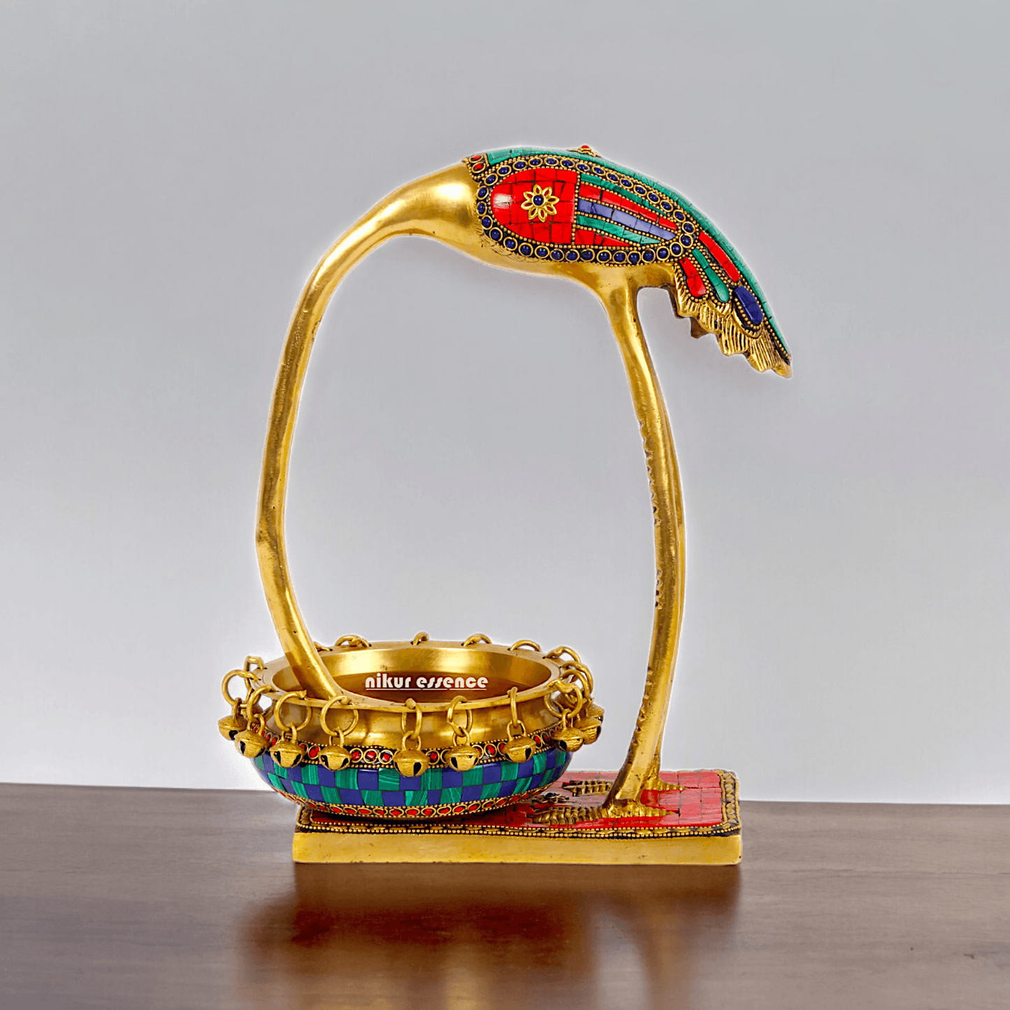 Buy solid brass 30 cm Flamingo Urli Elegant Decorative Water Bowl for Traditional and Modern Home Nikuressence