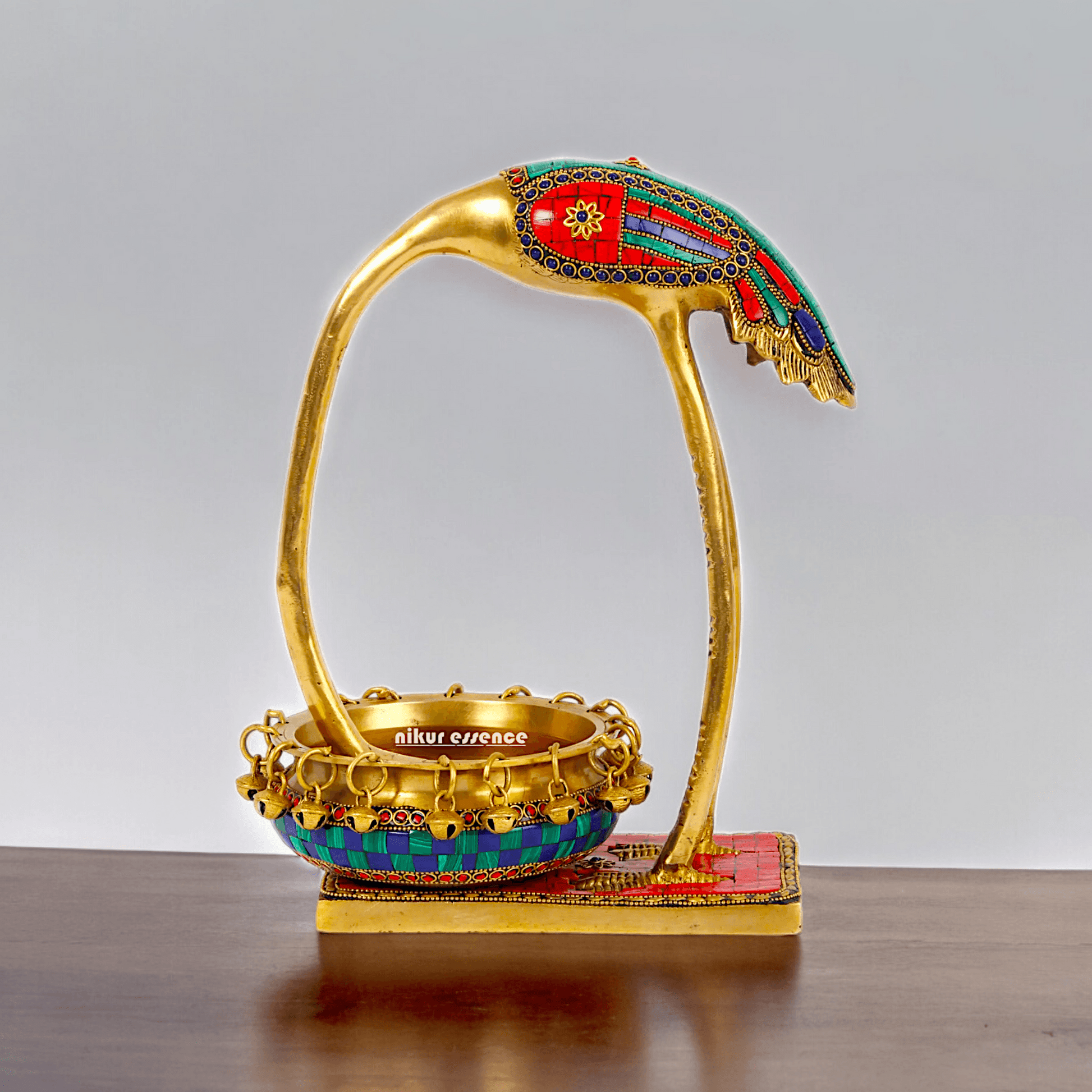 Buy solid brass 30 cm Flamingo Urli Elegant Decorative Water Bowl for Traditional and Modern Home Nikuressence