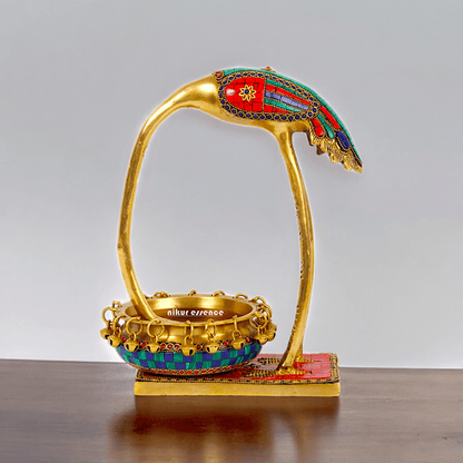Buy solid brass 30 cm Flamingo Urli Elegant Decorative Water Bowl for Traditional and Modern Home Nikuressence