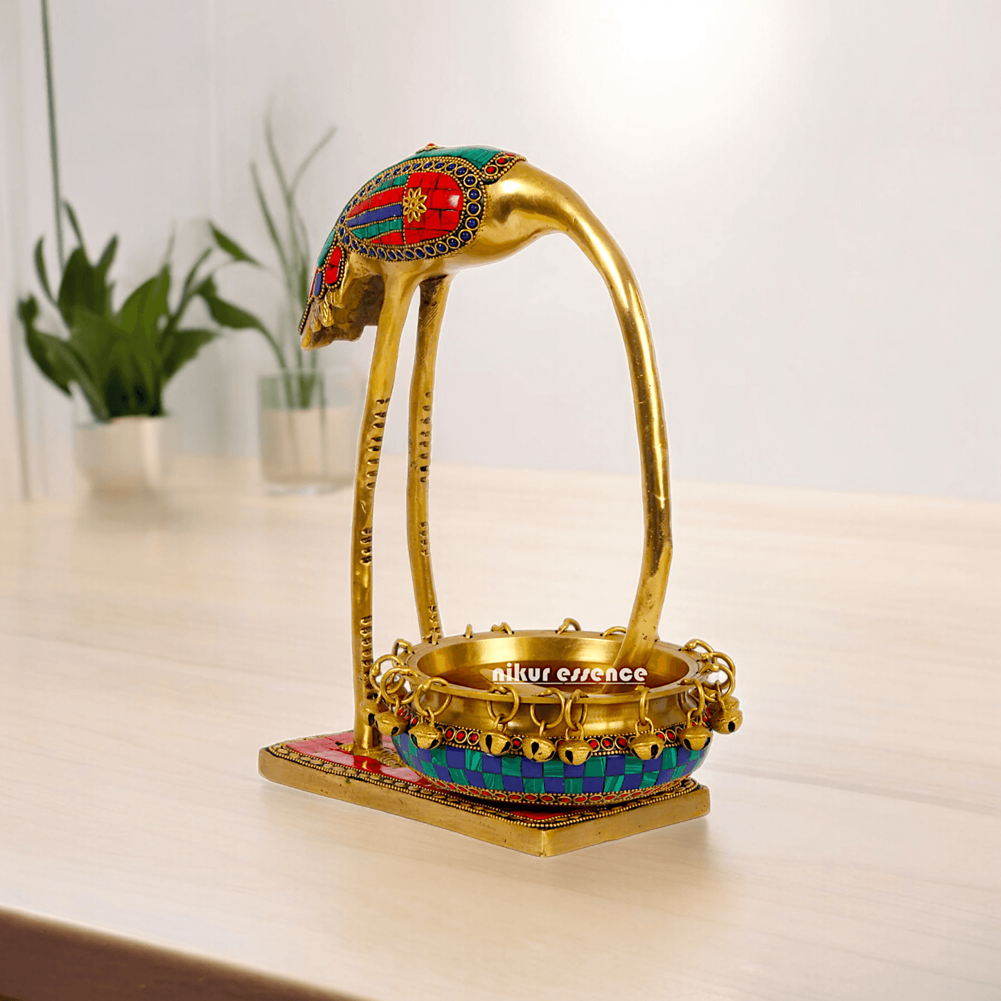 Buy solid brass 30 cm Flamingo Urli Elegant Decorative Water Bowl for Traditional and Modern Home Nikuressence