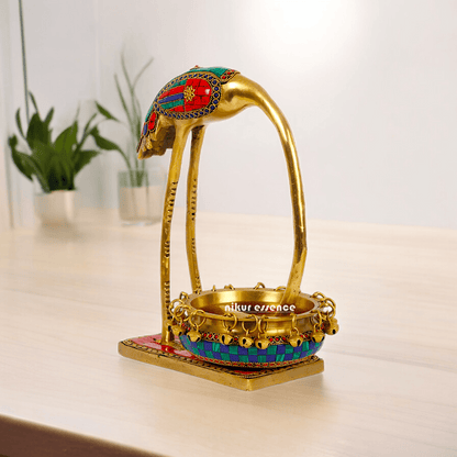 Buy solid brass 30 cm Flamingo Urli Elegant Decorative Water Bowl for Traditional and Modern Home Nikuressence