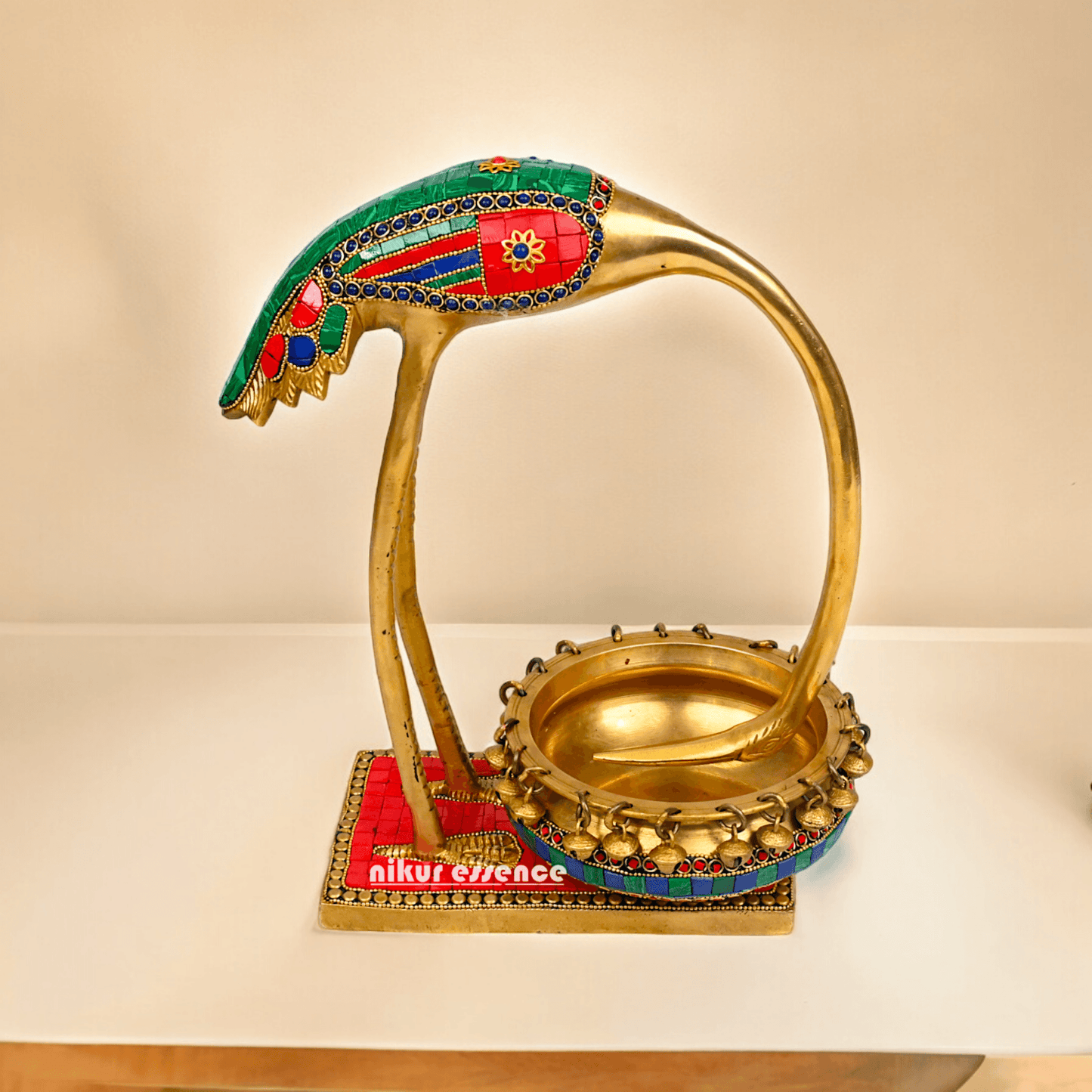 Buy solid brass 30 cm Flamingo Urli Elegant Decorative Water Bowl for Traditional and Modern Home Nikuressence
