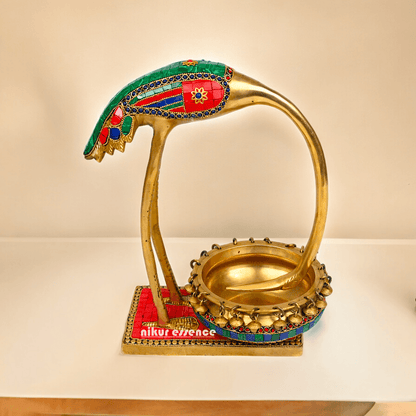 Buy solid brass 30 cm Flamingo Urli Elegant Decorative Water Bowl for Traditional and Modern Home Nikuressence