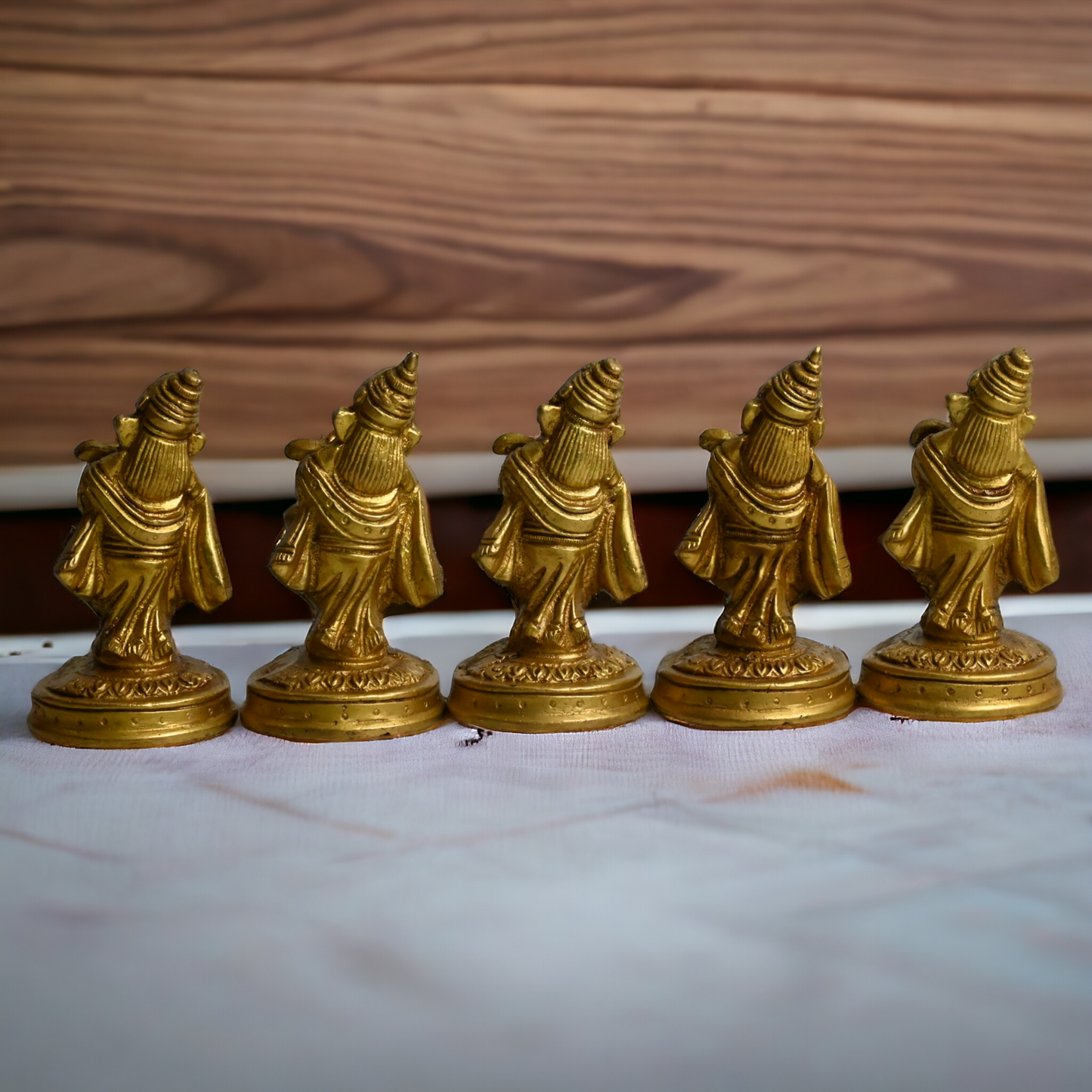 Solid Brass 5 Ganesh musician Idol by Nikur Essence - 4 inches height Nikuressence