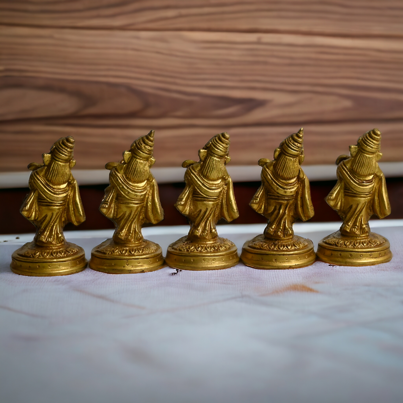 Solid Brass 5 Ganesh musician Idol by Nikur Essence - 4 inches height Nikuressence