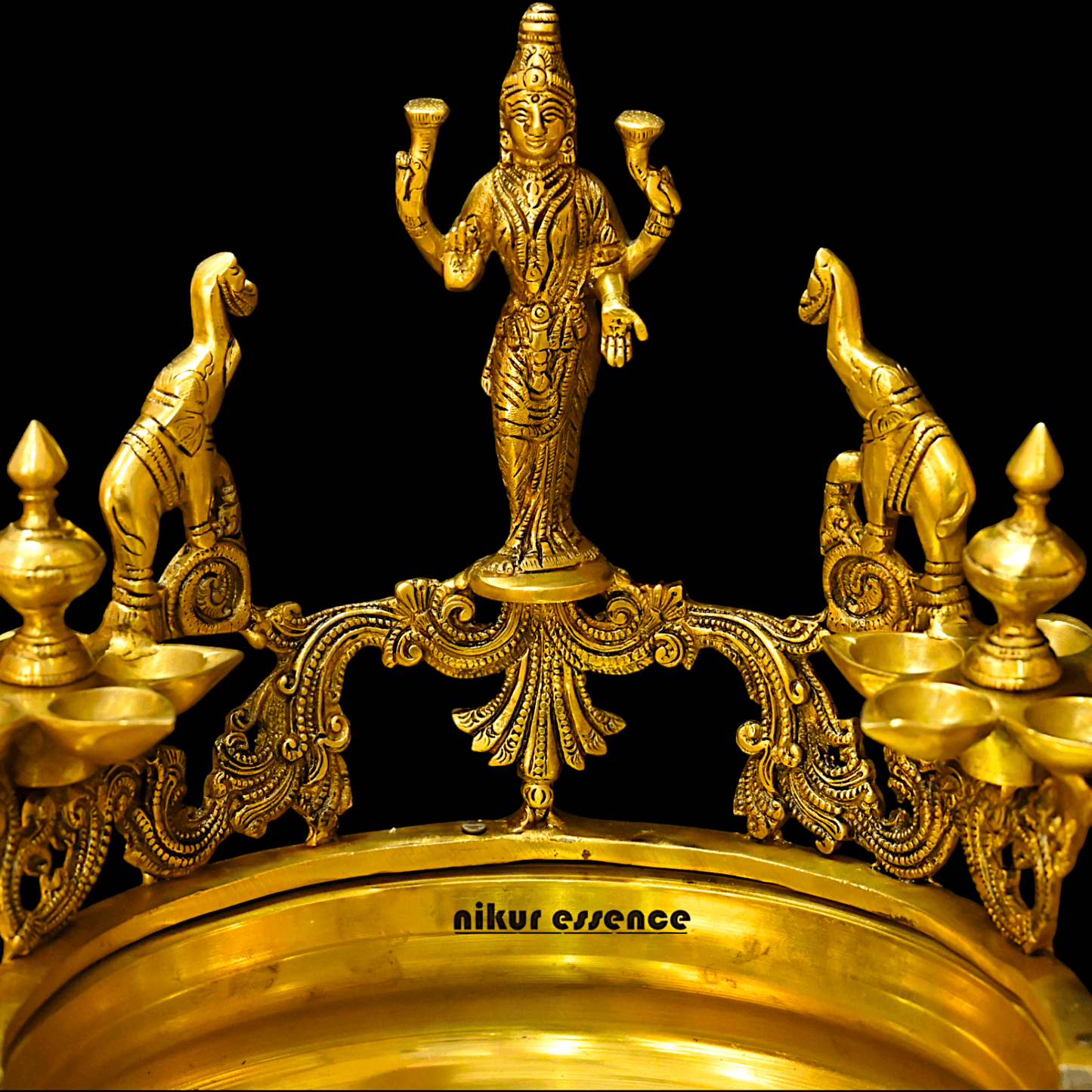 Buy Brass Ashtalakshmi Urli with Multi Wicks Lamp 40.5 cm Intricately Designed for Spiritual and Decorative Use – Nikur Essence Nikuressence