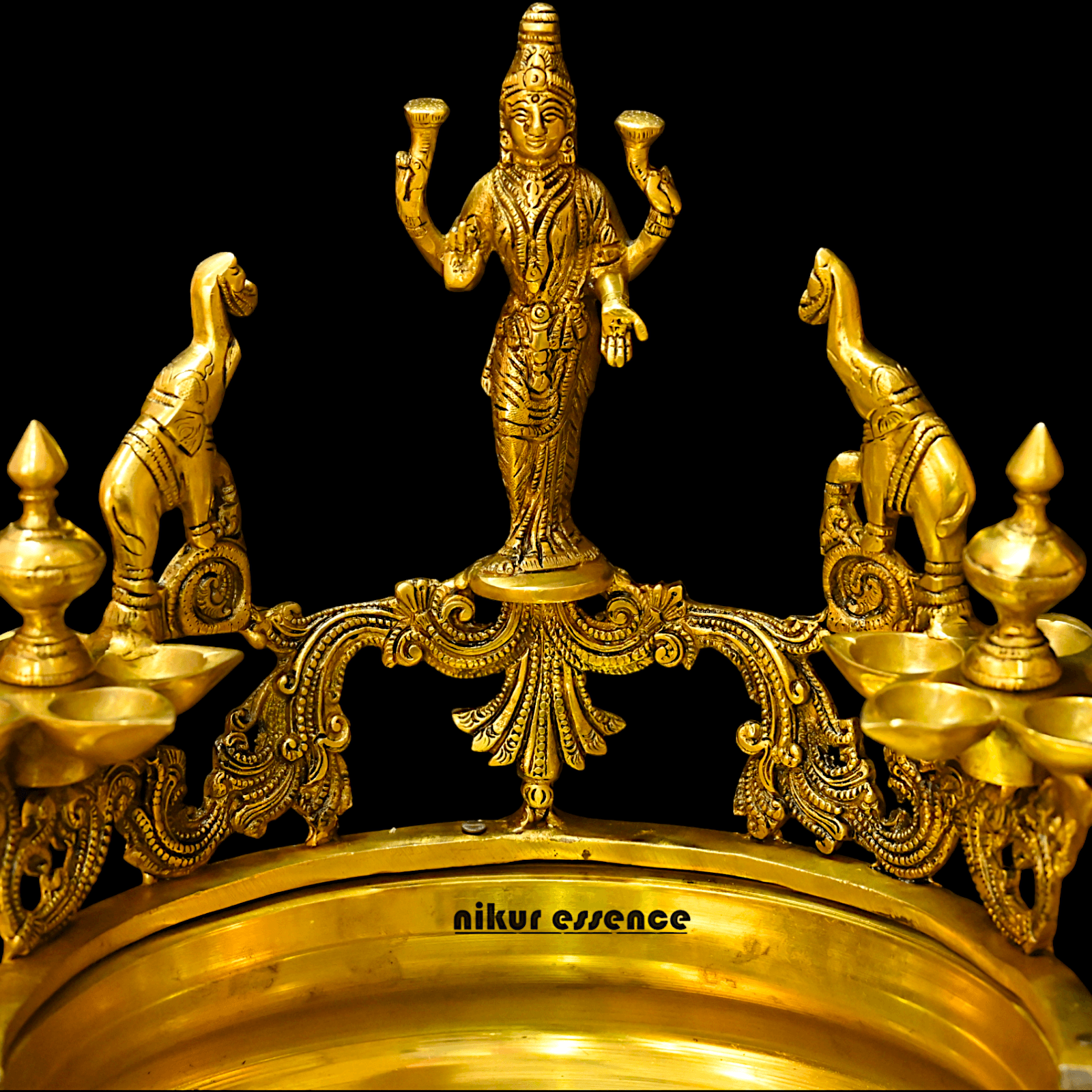 Buy Brass Ashtalakshmi Urli with Multi Wicks Lamp 40.5 cm Intricately Designed for Spiritual and Decorative Use – Nikur Essence Nikuressence