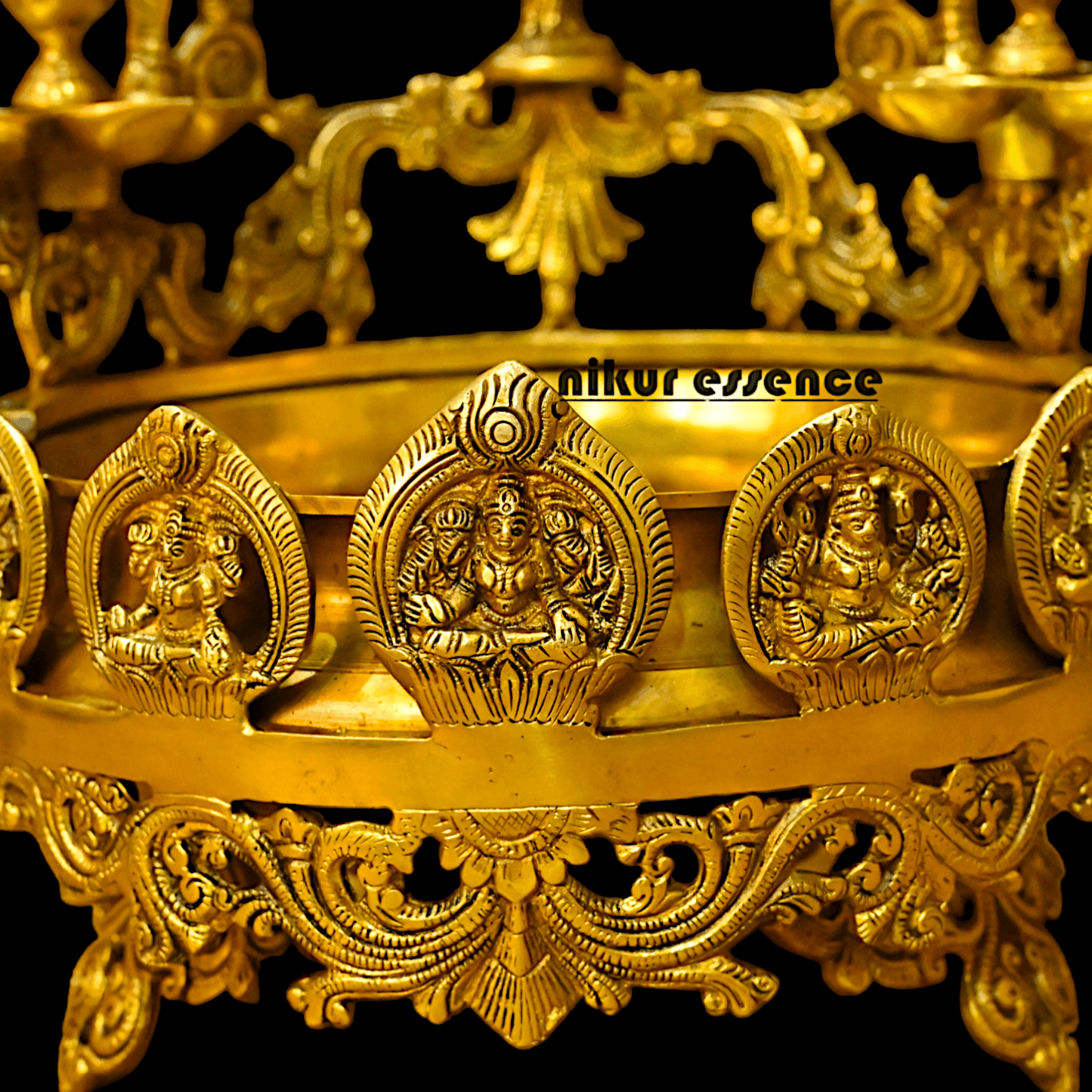 Buy Brass Ashtalakshmi Urli with Multi Wicks Lamp 40.5 cm Intricately Designed for Spiritual and Decorative Use – Nikur Essence Nikuressence