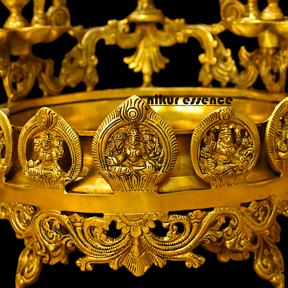 Buy Brass Ashtalakshmi Urli with Multi Wicks Lamp 40.5 cm Intricately Designed for Spiritual and Decorative Use – Nikur Essence Nikuressence