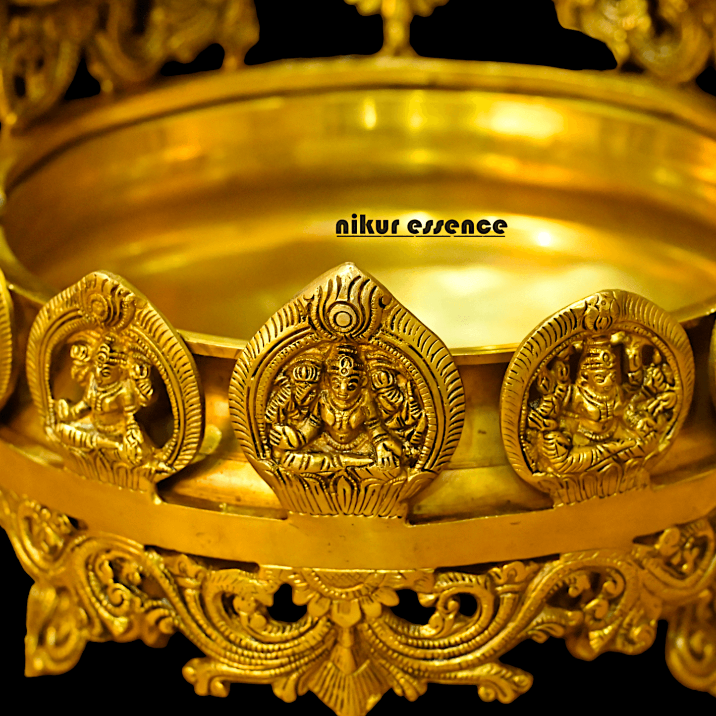 Buy Brass Ashtalakshmi Urli with Multi Wicks Lamp 40.5 cm Intricately Designed for Spiritual and Decorative Use – Nikur Essence Nikuressence