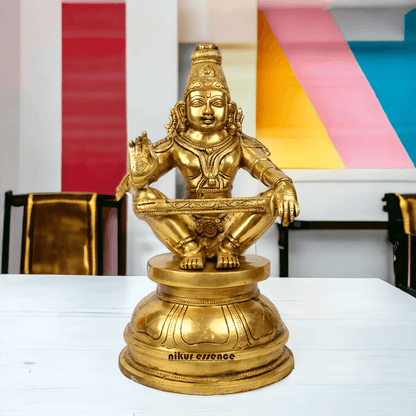Pure Brass Ayyappa Statue by Nikur Essence - 38 cm Nikuressence