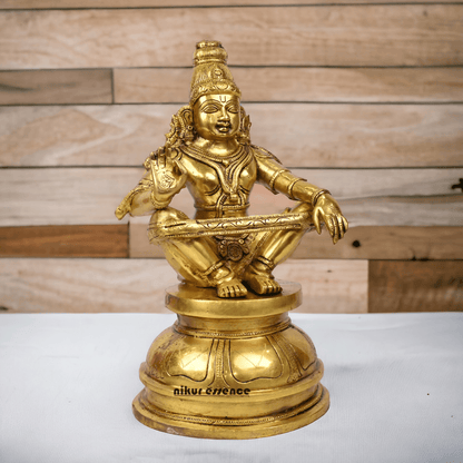 Pure Brass Ayyappa Statue by Nikur Essence - 38 cm Nikuressence