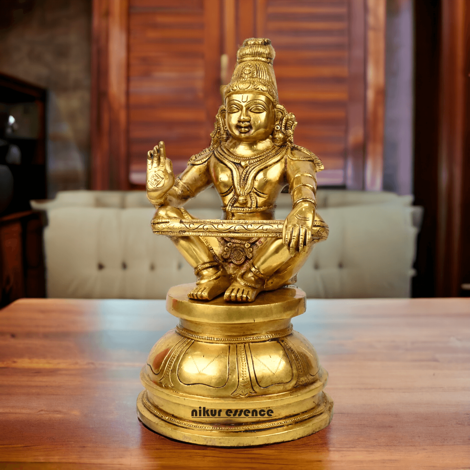 Pure Brass Ayyappa Statue by Nikur Essence - 38 cm Nikuressence