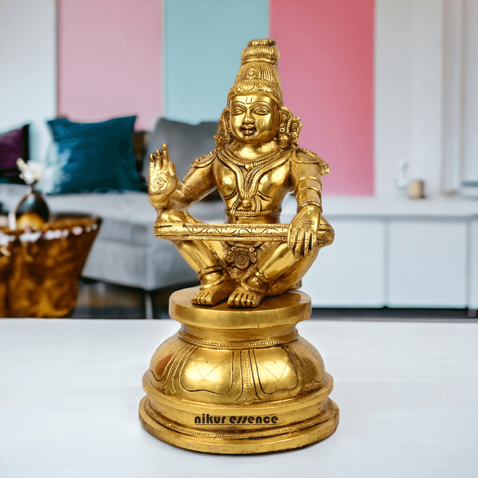 Pure Brass Ayyappa Statue by Nikur Essence - 38 cm Nikuressence