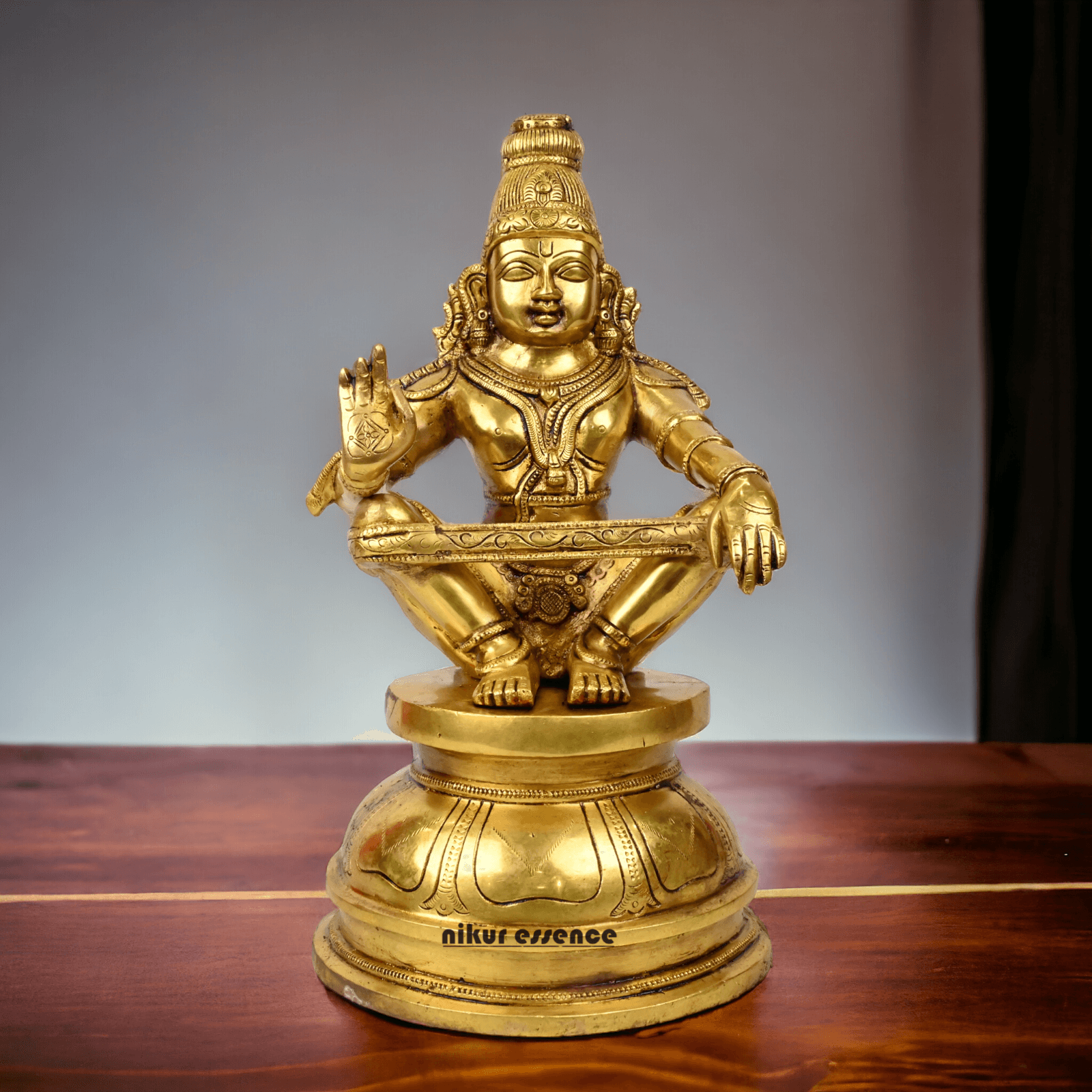 Pure Brass Ayyappa Statue by Nikur Essence - 38 cm Nikuressence