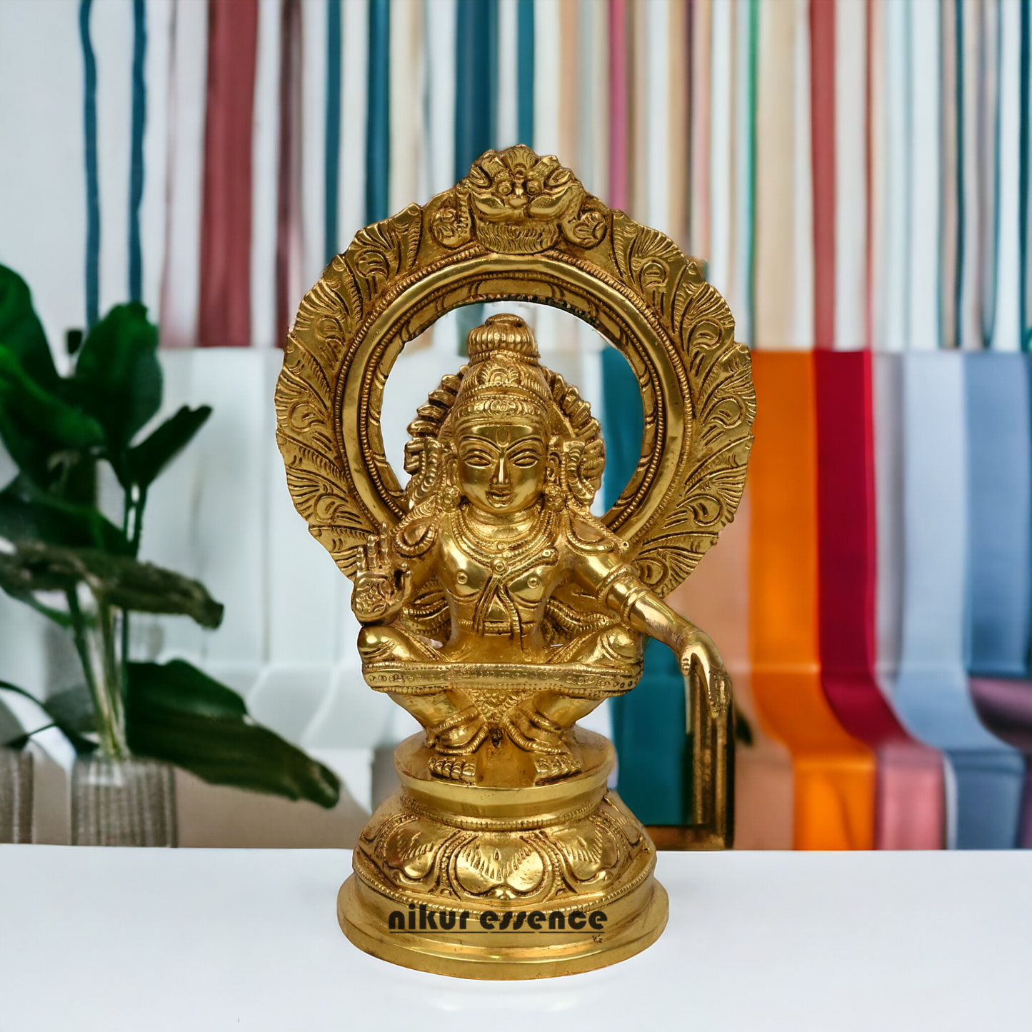 Pure Brass Ayyappan/Kartikeya meditation idol - 10 inch Nikuressence