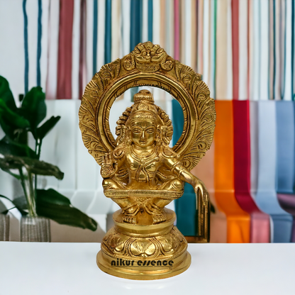 Pure Brass Ayyappan/Kartikeya meditation idol - 10 inch Nikuressence