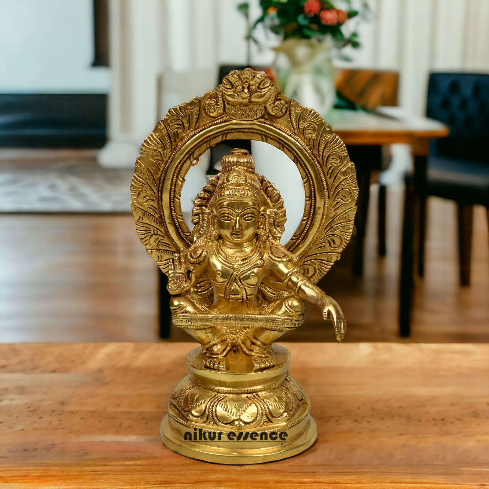 Pure Brass Ayyappan/Kartikeya meditation idol - 10 inch Nikuressence