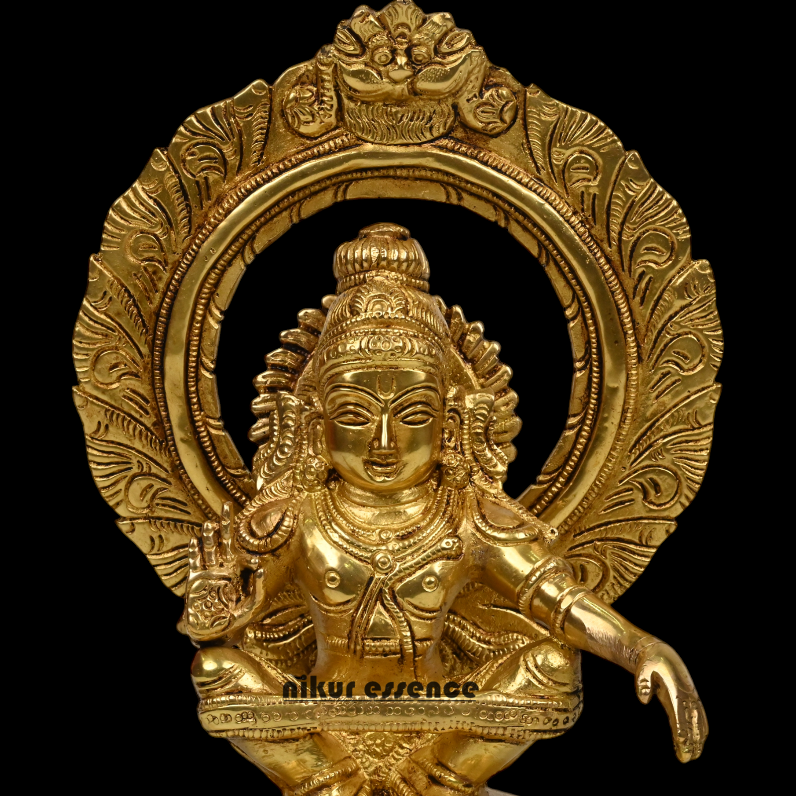 Pure Brass Ayyappan/Kartikeya meditation idol - 10 inch Nikuressence
