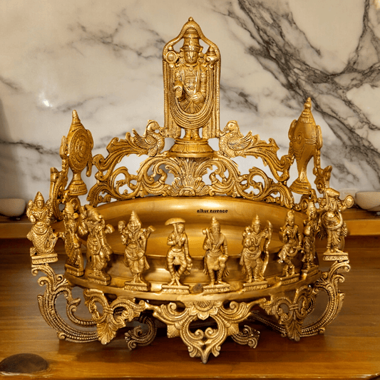 Large Pure Brass Balaji with Urli by Nikur Essence - 18 Inch Nikuressence